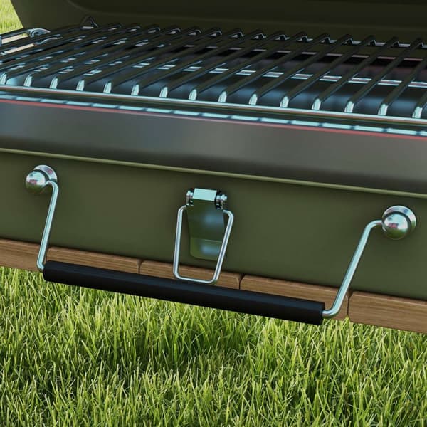 Bordgrill, Kullgrill Med Kullbrett, Grillstativ, Håndtak, Piknik, Hage, Rustfritt Stål, Grønn