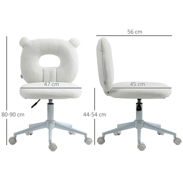 Kontorstol, Høydejusterbar Skrivebordsstol, Svingstol, Arbeidsstol, Datamaskinstol For Stue, Lastekapasitet Opptil 120 Kg, Teddy Fleece