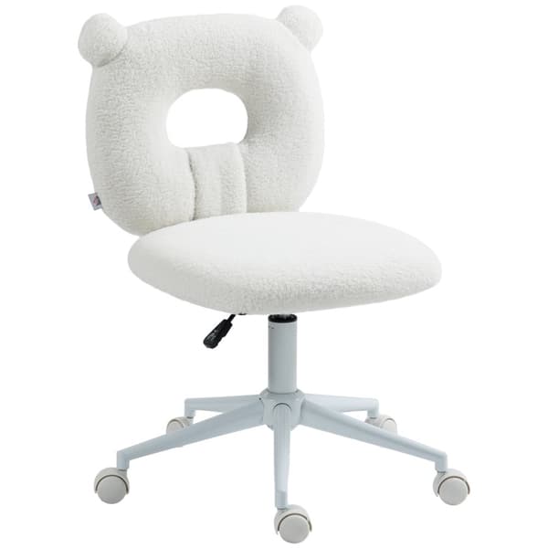 Kontorstol, Høydejusterbar Skrivebordsstol, Svingstol, Arbeidsstol, Datamaskinstol For Stue, Lastekapasitet Opptil 120 Kg, Teddy Fleece