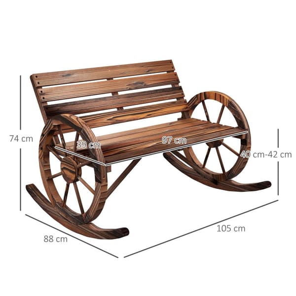 Huskebenk I Tre, Huskebenk Med Armlener, 2-Seters Hagebenk, Trebenk For Hage, Balkong, Lastekapasitet Opptil 240 Kg, Forkullet