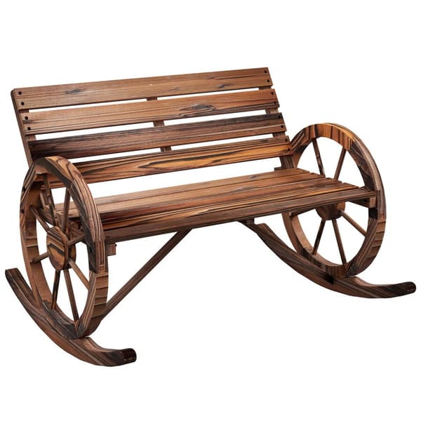 Huskebenk I Tre, Huskebenk Med Armlener, 2-Seters Hagebenk, Trebenk For Hage, Balkong, Lastekapasitet Opptil 240 Kg, Forkullet