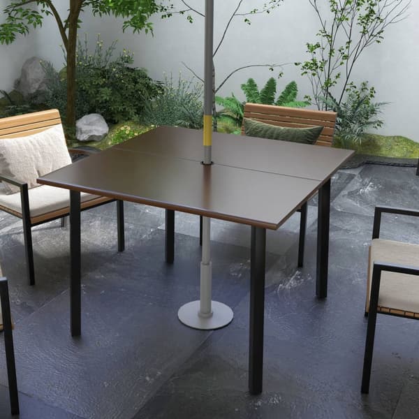 Hagebord Firkantet 4-Personers Paraplyhull Stål Brun 100X100X72Cm