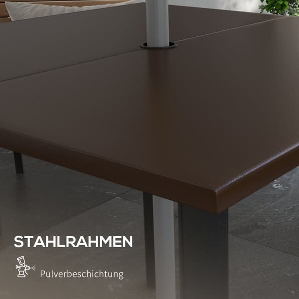 Hagebord Firkantet 4-Personers Paraplyhull Stål Brun 100X100X72Cm