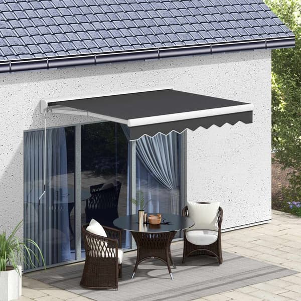 Foldearmsmarkise 2,5X2M Elektrisk Markise Med Håndsving Og Fjernbetjening, Vægmonteret Solsejl, Aluminium, Grå