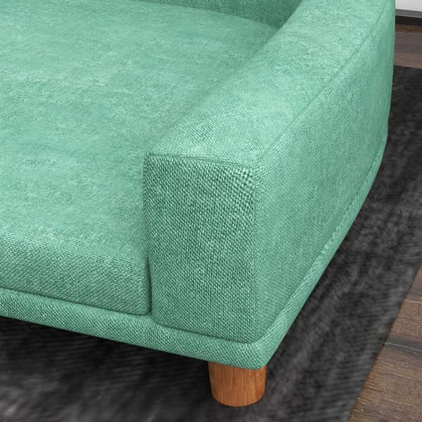 Hundesofa Komfortabel Kæledyrssofa Med Pude, Ideel Til Store Hunde, Forhøjet Design, Træben, Grøn, 98X67X25Cm
