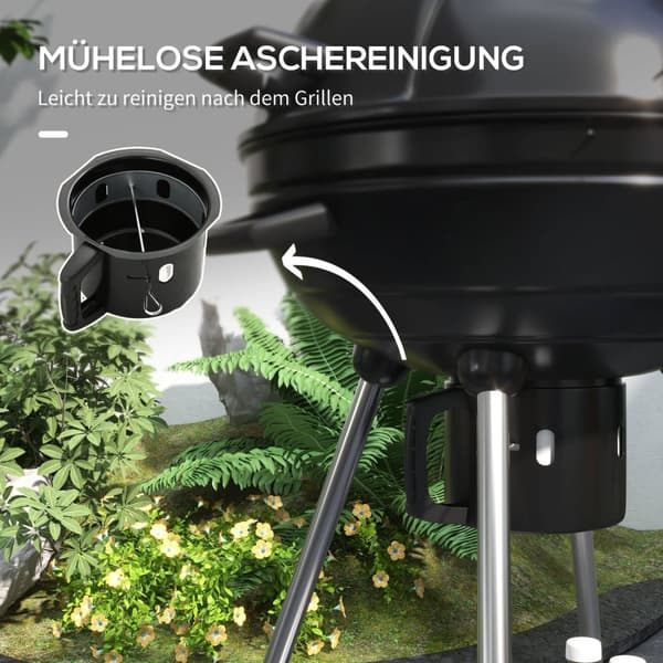 Kullgrill, Bbq Campinggrill Med Grillrist, Hjul, Hylle, Askefanger, Integrert Termometer, Metall