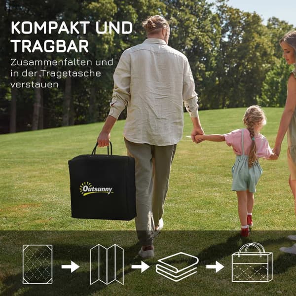 Outdoor Rug Vendbart Teppe Med Bæreveske, 182X274Cm, Blått, Plast, Hageteppe, Balkongteppe For Camping, Uteplass