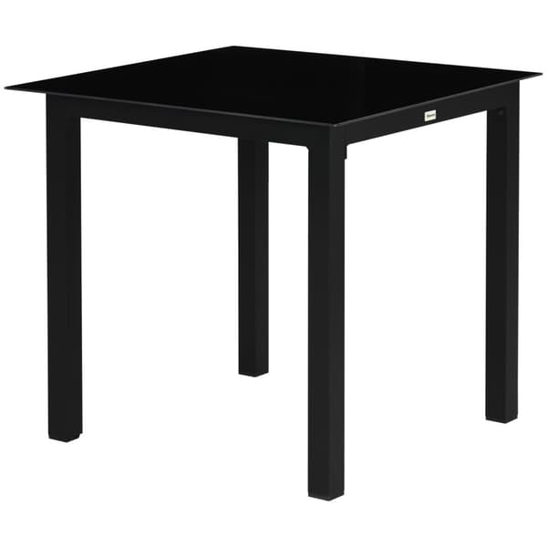 Square Garden Pöytä 4 Hengelle Patiopöytä Karkaistu Lasi Top Alumiini Musta 80X80X74Cm