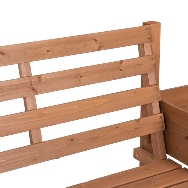 Hagebenk, 2-Seters Benk, Trebenk, Balkongbenk Med Blomsterkasse, For Hage, Terrasse, Lastekapasitet Opptil 240 Kg