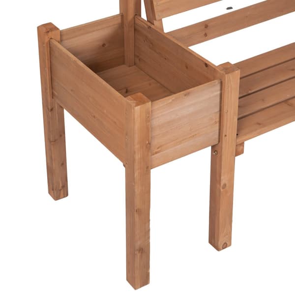 Hagebenk, 2-Seters Benk, Trebenk, Balkongbenk Med Blomsterkasse, For Hage, Terrasse, Lastekapasitet Opptil 240 Kg