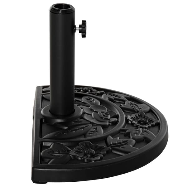 Parasollstativ 9 Kg Hageparaplybase Med Blomsterdesign For Ø35/38/48 Mm Paraplystenger, Hdpe, Halvrunde Paraplyer, Svart