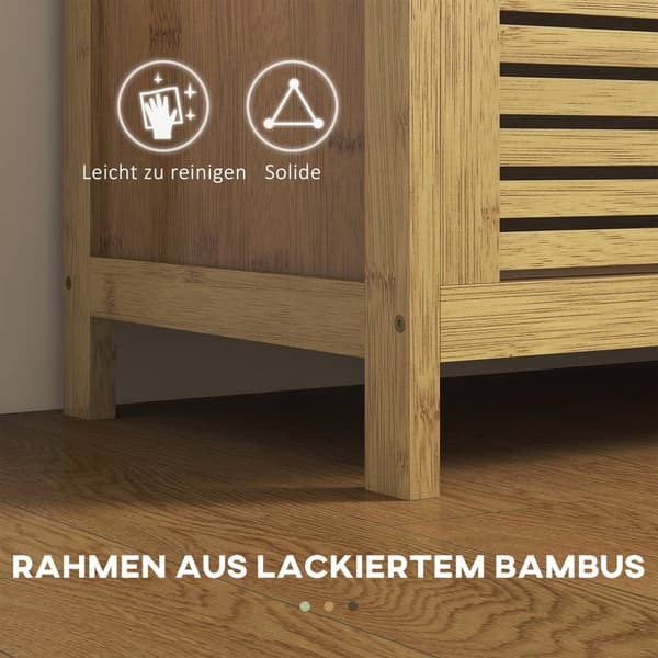Skobenk, Benk Med Sammenleggbart Lokk, Garderobebenk, Skohylle, Skooppbevaring For Gang, Bambus, Natur, 100 X 40 X 60 Cm