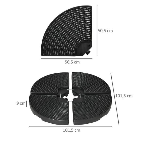 Parasollvekt Paraplyvekt For Utkragende Paraply, Værbestandig, 52 Kg Vann/68 Kg Sand, Hdpe