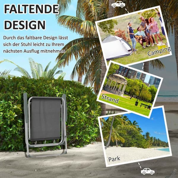 Sammenleggbare Stol Sett Med 4 Sammenleggbare Hagestoler Med Ryggstøtte Armlen Campingstol For Hagebalkong Oxford Grå 53 X 54 X 76 Cm