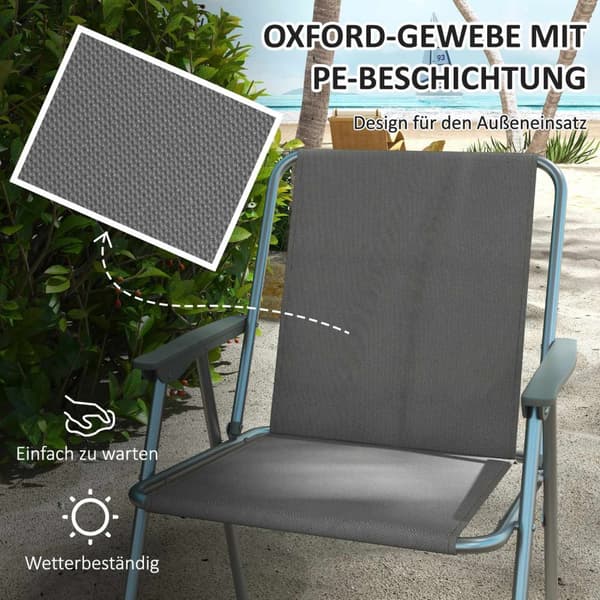 Sammenleggbare Stol Sett Med 4 Sammenleggbare Hagestoler Med Ryggstøtte Armlen Campingstol For Hagebalkong Oxford Grå 53 X 54 X 76 Cm