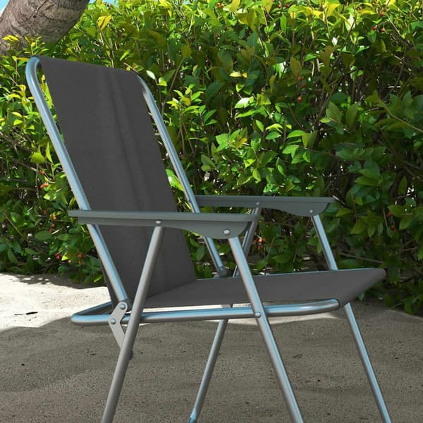 Sammenleggbare Stol Sett Med 4 Sammenleggbare Hagestoler Med Ryggstøtte Armlen Campingstol For Hagebalkong Oxford Grå 53 X 54 X 76 Cm
