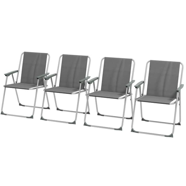 Sammenleggbare Stol Sett Med 4 Sammenleggbare Hagestoler Med Ryggstøtte Armlen Campingstol For Hagebalkong Oxford Grå 53 X 54 X 76 Cm