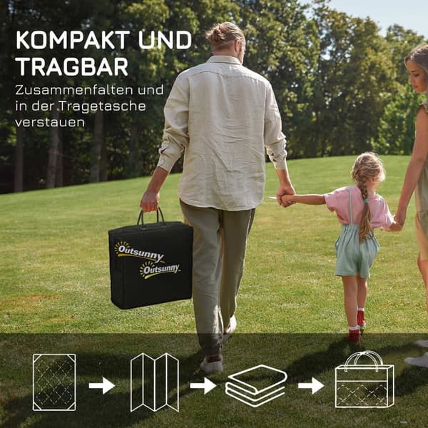 Udendørs Tæppe Vendbart Plastik Tæppe Med Bæretaske, Vandafvisende, Til Camping, Mørkeblå + Hvid, 182X274Cm