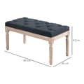 Miniatyrbilde 4 av 10: Vintage Polstret Benk 80X40X43Cm Benk, Sengebenk, Gangbenk Med Knapper, Linlook, Opptil 120 Kg, Mørkegrå