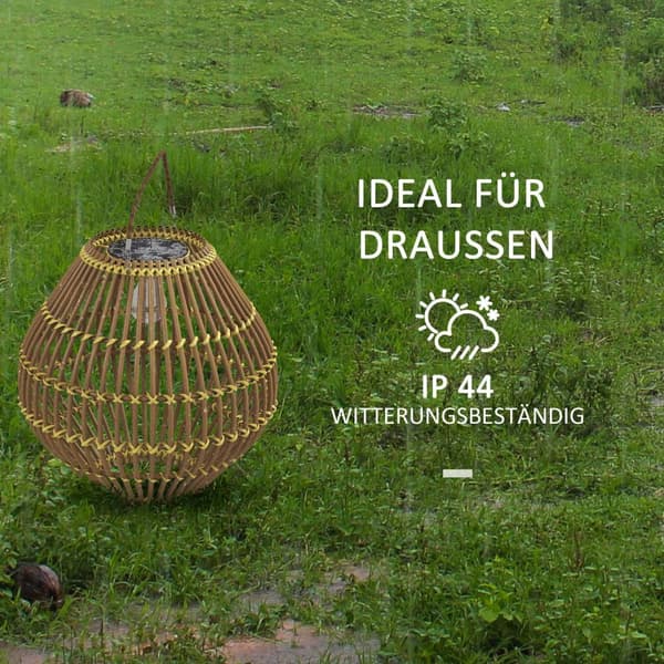 Solcellelampe Rotting Hagelys, Vanntett, Lyssensor, Trommeldesign, Gul