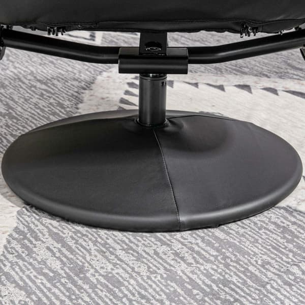 Avslapningsstol Med Krakk, Tv-Stol, Tv-Stol Med Liggefunksjon, Svingbar Polstret Stol For Stue, Soverom, Kunstskinn, Svart