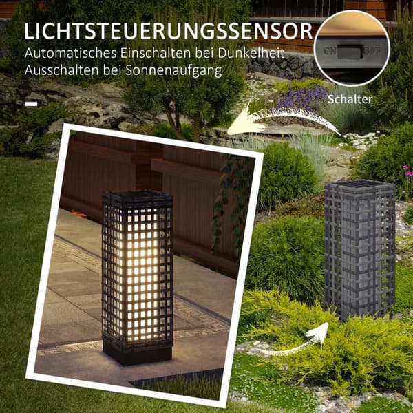 Solcellelys, Rotting Solcellelampe, Vanntett Veilys Med Lyssensor, Automatisk Led Hagelampe, Utendørs Lys For Balkong, Stål, Grå