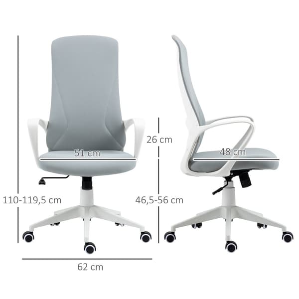Kontorstol Vippefunksjon, Høydejusterbar Skrivebordsstol, Ergonomisk Datamaskinstol, Svingbar, Stretchstoff, Lys Grå