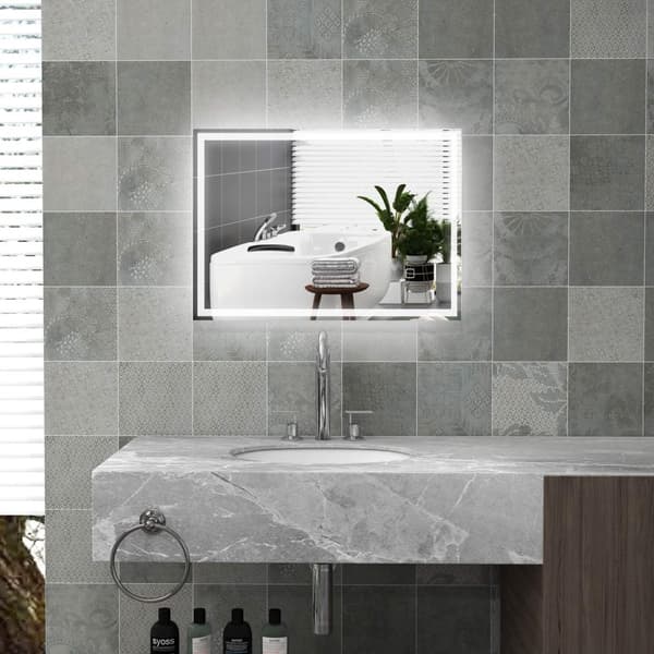 Led Baderomsspeil Veggspeil 80X60Cm Duggfri Berøringsbryter Ip44