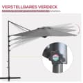Miniatyrbilde 6 av 10: Cantilever Paraply Ca Ø3 M Parasoll Med Sveiv, Vippbar Markedsparaply, Roterende Hageparaply For Balkong, Terrasse, Metall, Mørkegrå.