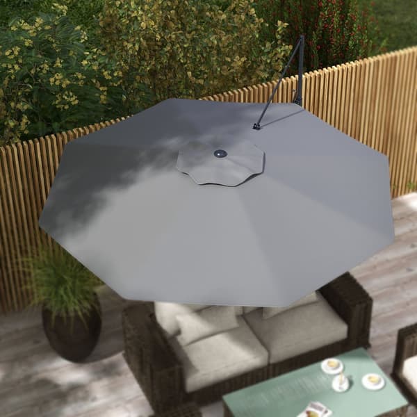 Cantilever Paraply Ca Ø3 M Parasoll Med Sveiv, Vippbar Markedsparaply, Roterende Hageparaply For Balkong, Terrasse, Metall, Mørkegrå.