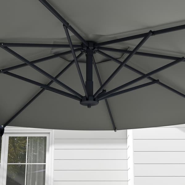 Cantilever Paraply Ca Ø3 M Parasoll Med Sveiv, Vippbar Markedsparaply, Roterende Hageparaply For Balkong, Terrasse, Metall, Mørkegrå.