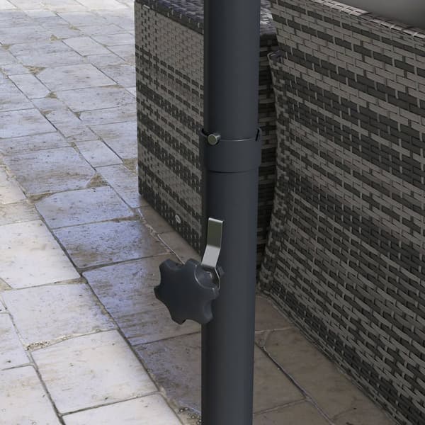 Cantilever Paraply Ca Ø3 M Parasoll Med Sveiv, Vippbar Markedsparaply, Roterende Hageparaply For Balkong, Terrasse, Metall, Mørkegrå.