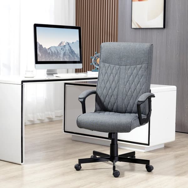 Kontorstol Ergonomisk Skrivebordsstol Med Vippefunksjon Høydejusterbar Svivel For Kontor Mørkegrå