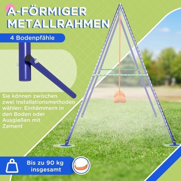 Lasten Keinusetti, Keinuteline Kahdella Keinulla, Keinut, Puutarhakeinu Kahdelle 3-8-Vuotiaalle Lapselle, Teräs, 2,69 X 1,6 X 1,8 M