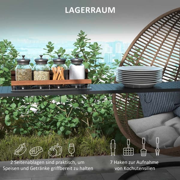 Bbq Grill Pavilion 1,1 X 2,3M Værbestandig Hagepaviljong Med Polyestertak, Sidehyller, For Griller Opptil 100 Cm, Stål, Kaki