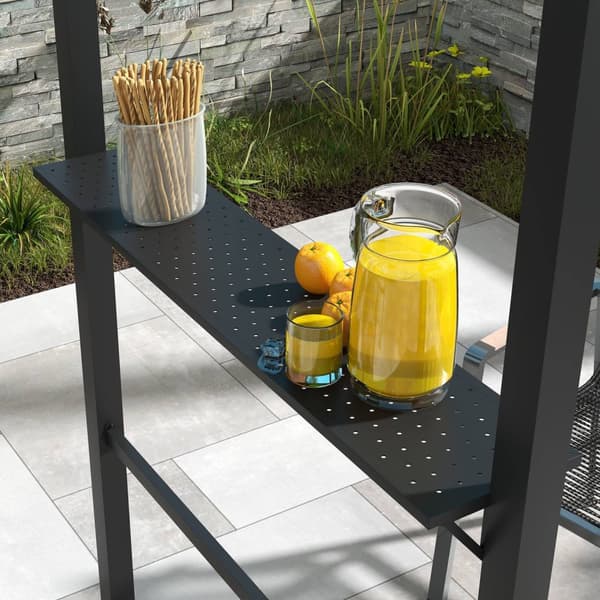 Bbq Grill Pavilion 1,1 X 2,3M Værbestandig Hagepaviljong Med Polyestertak, Sidehyller, For Griller Opptil 100 Cm, Stål, Kaki