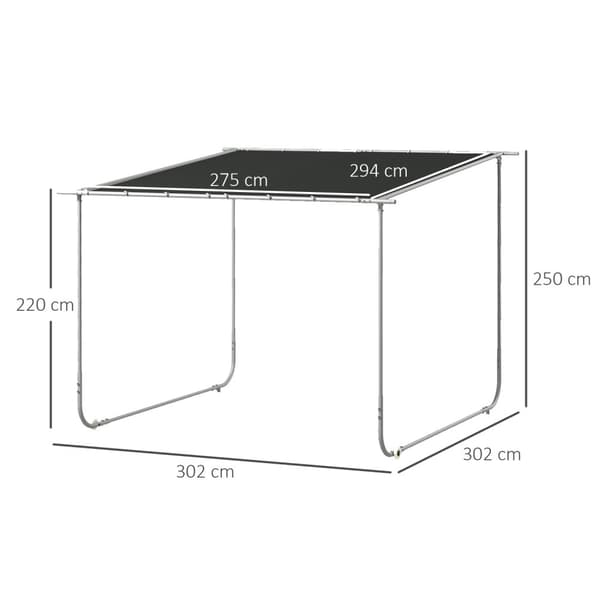 Pergola, Ca. 3 X 3 M Pavillon, Terrasseoverdækning Med Uv-Beskyttelse, Sandsæk, Havepavillon, Terrassepavillon Med Hjul Til Altan, Oxford.