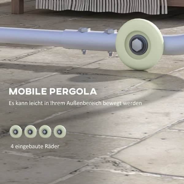 Pergola, Ca. 3 X 3 M Pavillon, Terrasseoverdækning Med Uv-Beskyttelse, Sandsæk, Havepavillon, Terrassepavillon Med Hjul Til Altan, Oxford.