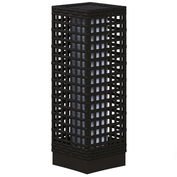 Solar Light Rattan Design, Vandtæt, Lyssensor, Automatisk Led Havelampe, Sort, 15,5X15,5X46Cm