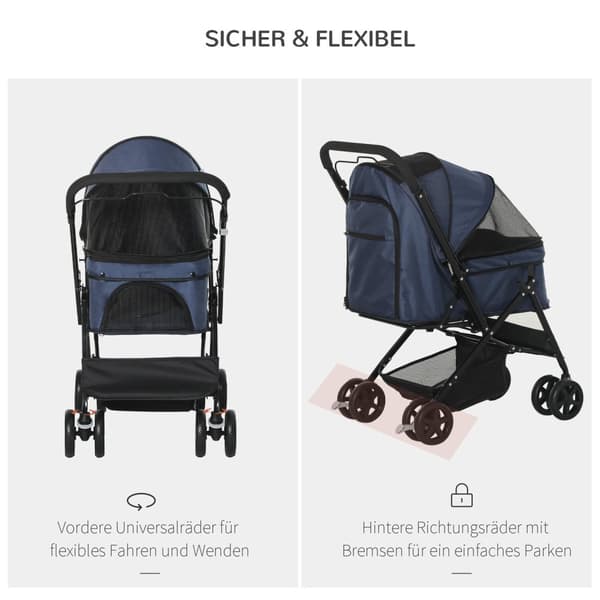 Kjæledyrvogn Katt Buggy Oxford Blå 76,5X52X95Cm Små Hunder Og Katter