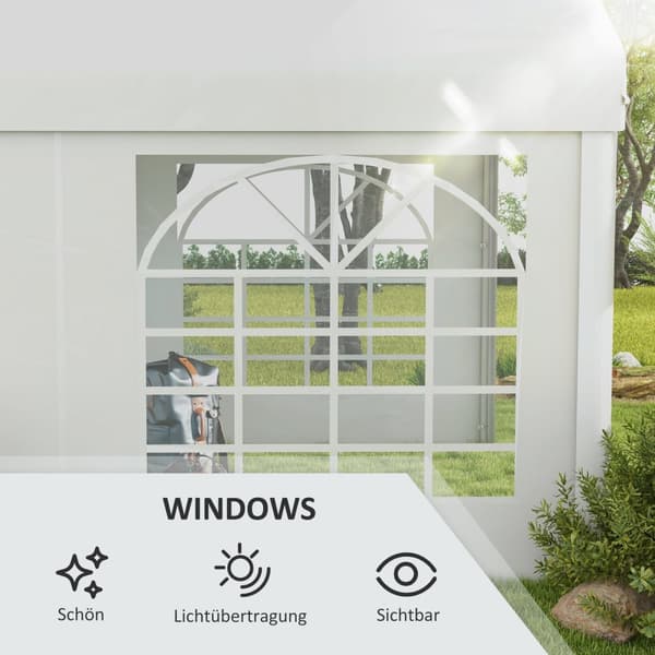 Aurinkoinen Sivupaneeli Ikkunalla, Sivuseinä Paviljongille N. 6 X 2 M Sivupeitteen Vaihtoseinä Juhlatelttaan, Valkoinen