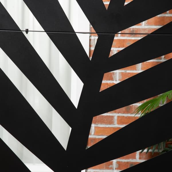 Balcony Privacy Screen Romdeler Med Bananbladmønster, 122X198Cm, Stålsvart, For Hage Og Uteplass
