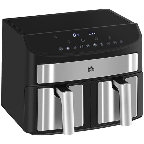 Varmluftfrityrkoker 8L Frityrkoker Med Dobbeltkammer, Luftfrityrkoker Med 10 Programmer, 2400 W Luftfrityrkoker Med Berøringsskjerm, Oppskrift, Uten O
