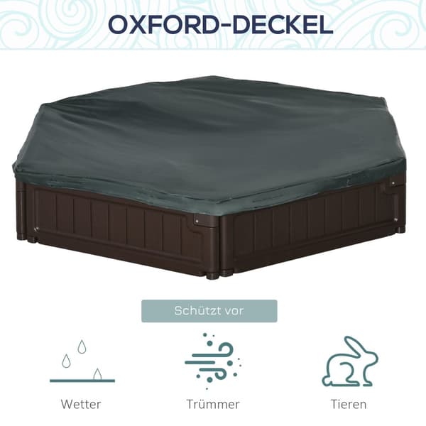 Outsolny Sandkasse Gør-Det-Selv-Sandkasse Med 3 Sæder, Hdpe, Presenning, Til 3-12 År, Ø120X21Cm, Brun