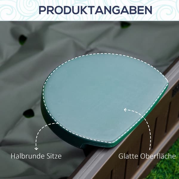 Outsolny Sandkasse Gør-Det-Selv-Sandkasse Med 3 Sæder, Hdpe, Presenning, Til 3-12 År, Ø120X21Cm, Brun