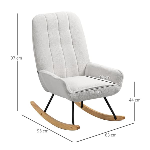 Gyngestol, Polstret Gyngestol, Afslapningsstol, Bæreevne Op Til 150 Kg, Afslapningsstol, Sherpa Fleece, Grå