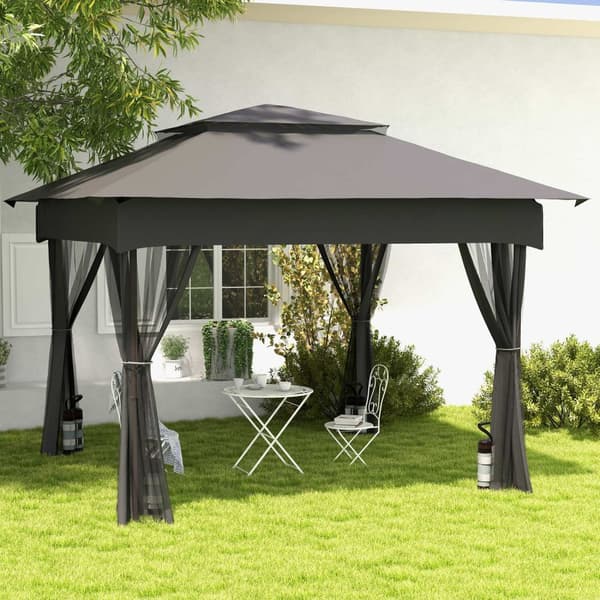 Gazebo Sandbags Sett Med 4 Robuste Vekter For Pop Up Gazebo, Oxford-Stoff, Grå + Svart, Med Håndtak