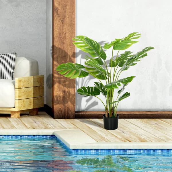 Kunstig Monstera 120 Cm Kunstig Plante Med Plantekasse Og Pe-Mose, Villedende Ekte, For Stue, Grønn
