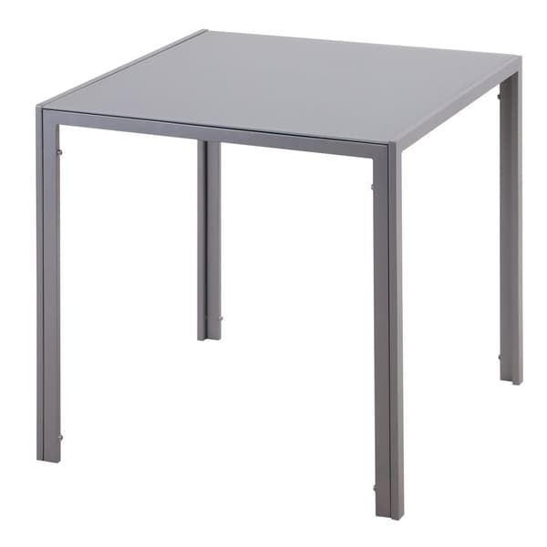 Spisestuebord Firkantet Kjøkkenbord For 4 Personer, Stuebord Med Herdet Glass Bordplate, Til Kjøkken, Spisestue, Grå
