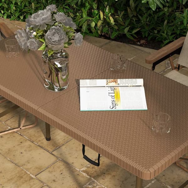 Camping Bord Folde Rattan Look 4 Person Havebord Balkon Terrasse Hdpe Brun